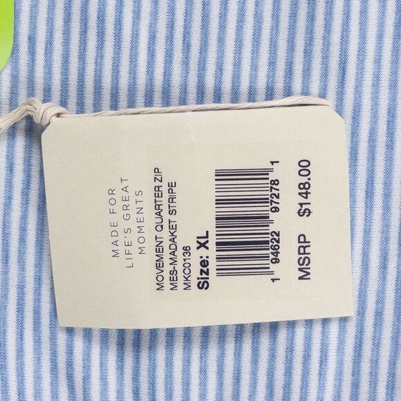 Faherty Movement Quarter Zip Pullover XL Blue Madaket Stripe NWT Stretch Knit - Picture 8 of 11